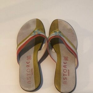 Astore Venezia leather slip on sandals with flower